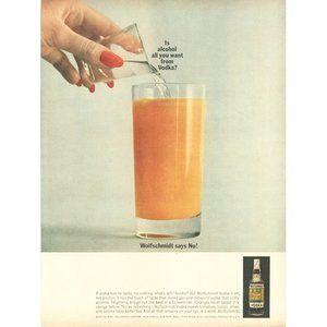 1961 Wolfschmidt Vodka Screwdriver Vintage Print Ad Orange Juice Photo 10x13 60s